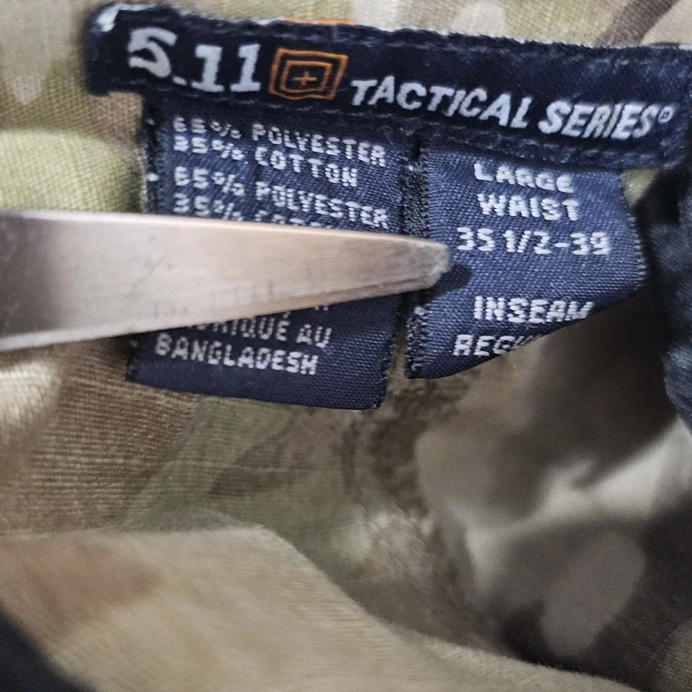 5.11 Tactical Mens Relaxed Fit TDU Cargo Pants 34x27.5 MultiCam Camo Double Knee
